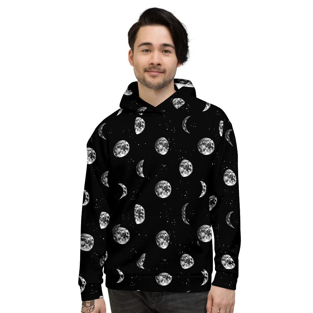 Stars And Moon Phase Print Pattern Men's Hoodie-grizzshop
