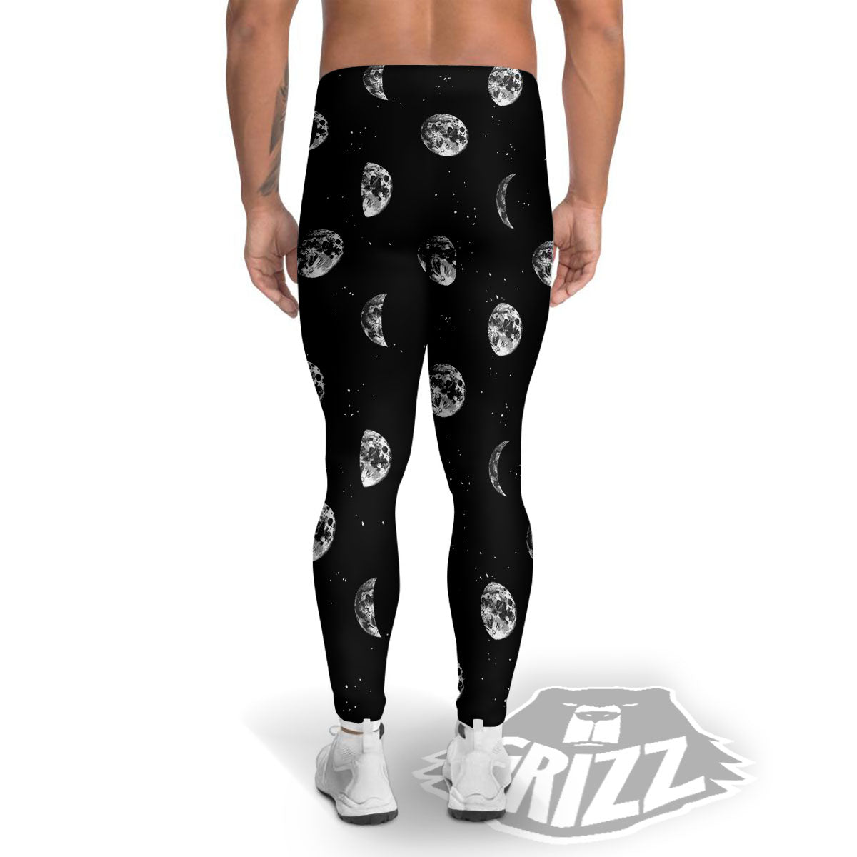 Stars And Moon Phase Print Pattern Men's Leggings-grizzshop