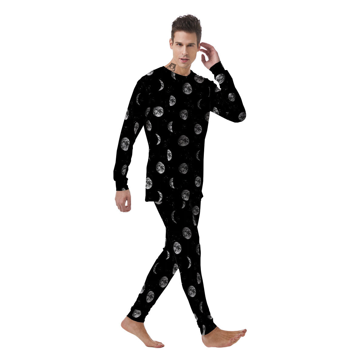 Stars And Moon Phase Print Pattern Men's Pajamas-grizzshop