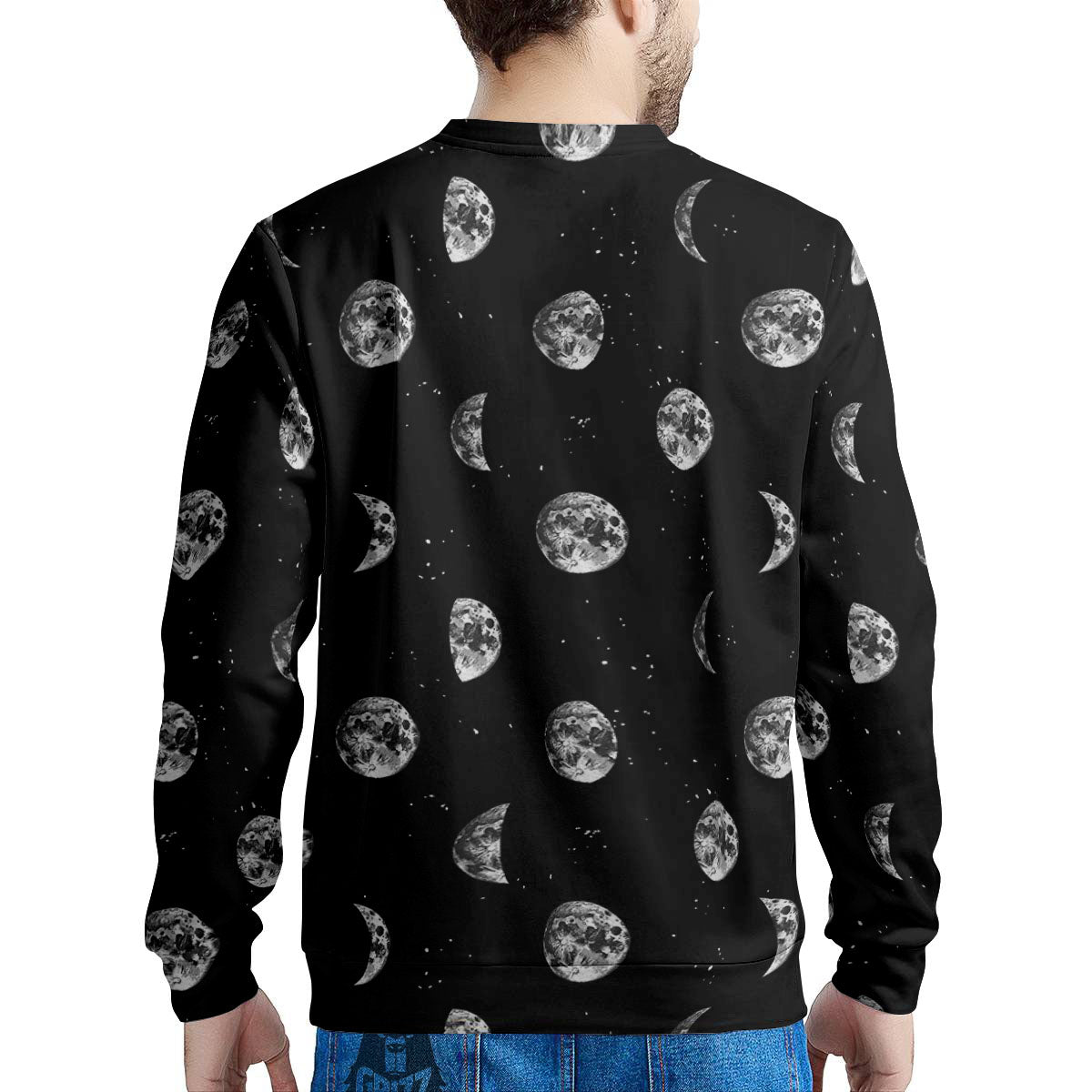 Stars And Moon Phase Print Pattern Men's Sweatshirt-grizzshop