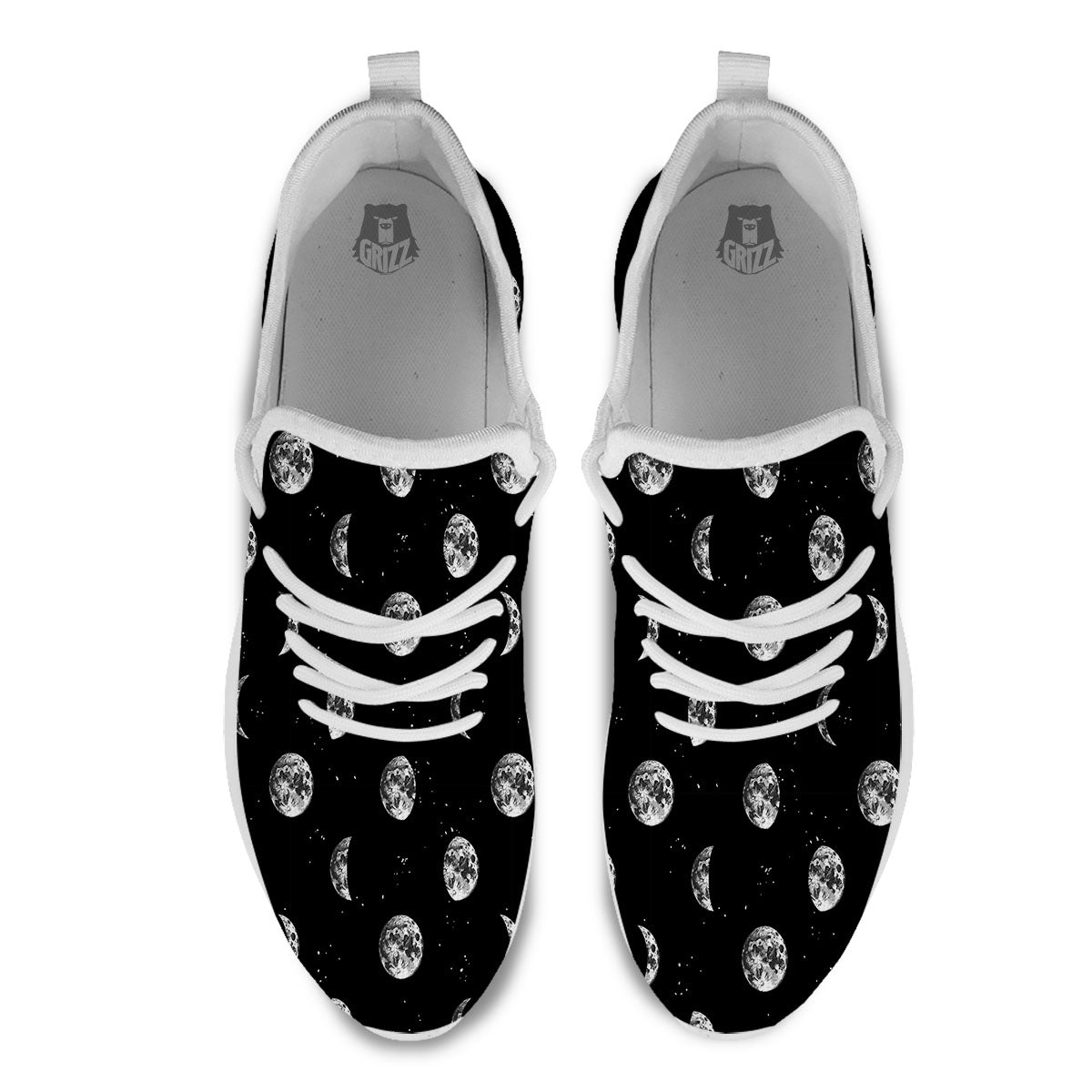 Stars And Moon Phase Print Pattern White Athletic Shoes-grizzshop