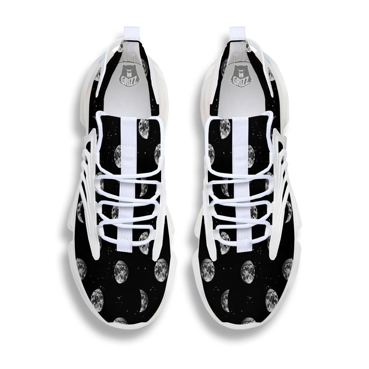 Stars And Moon Phase Print Pattern White Gym Shoes-grizzshop