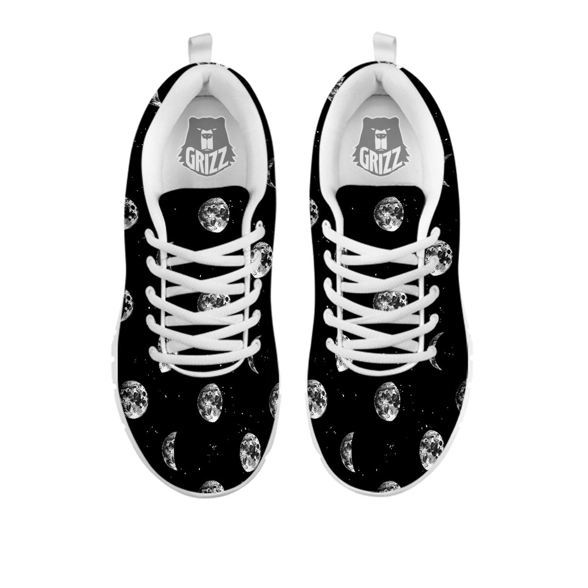 Stars And Moon Phase Print Pattern White Sneaker-grizzshop