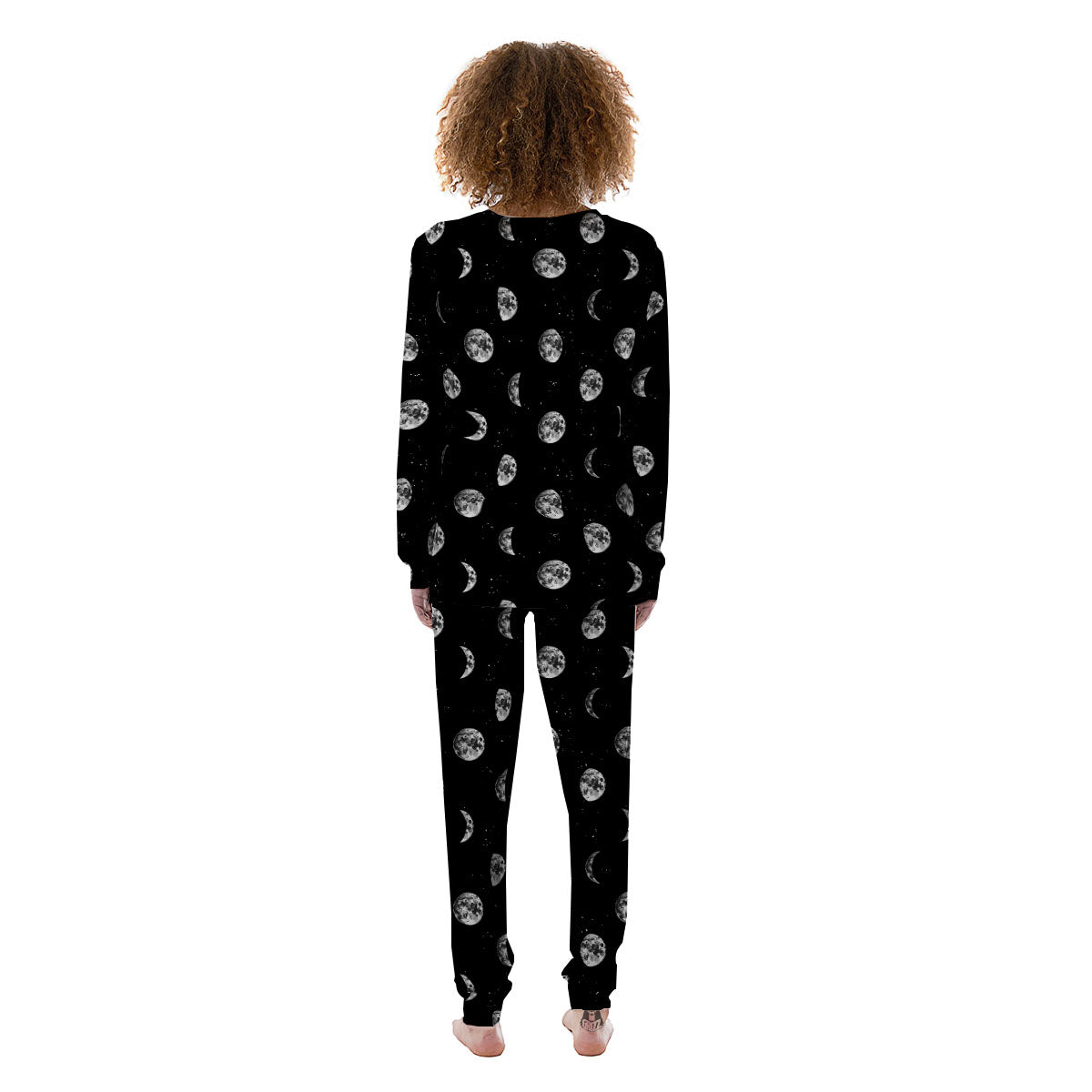 Stars And Moon Phase Print Pattern Women's Pajamas-grizzshop
