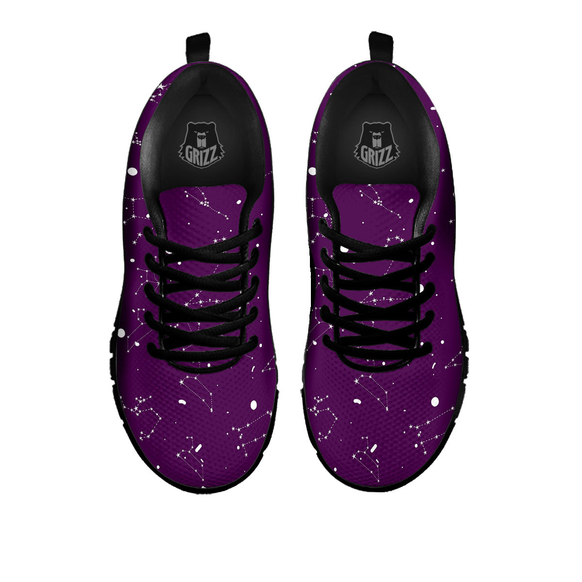 Stars Purple Zodiac Print Pattern Black Sneaker-grizzshop