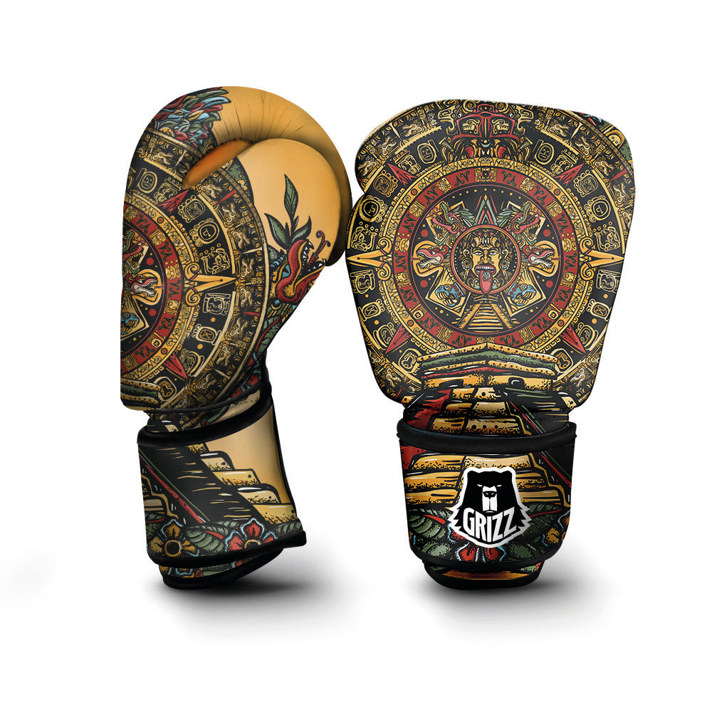 Statue Ancient Mayan Print Boxing Gloves-grizzshop