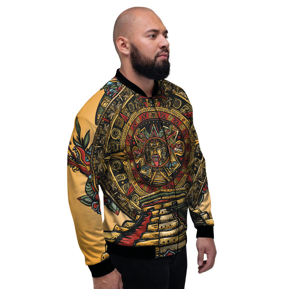 Statue Ancient Mayan Print Men's Bomber Jacket-grizzshop