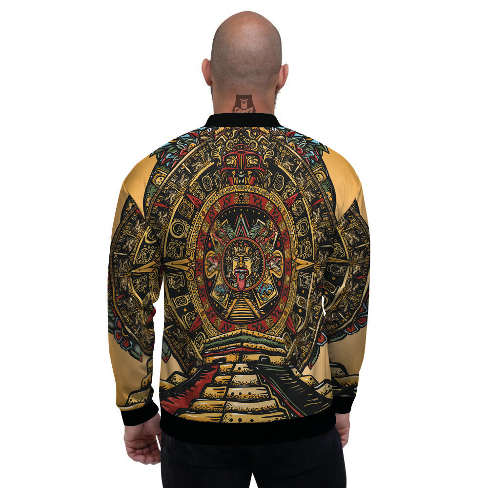 Statue Ancient Mayan Print Men's Bomber Jacket-grizzshop