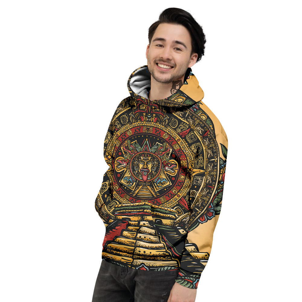 Statue Ancient Mayan Print Men's Hoodie-grizzshop