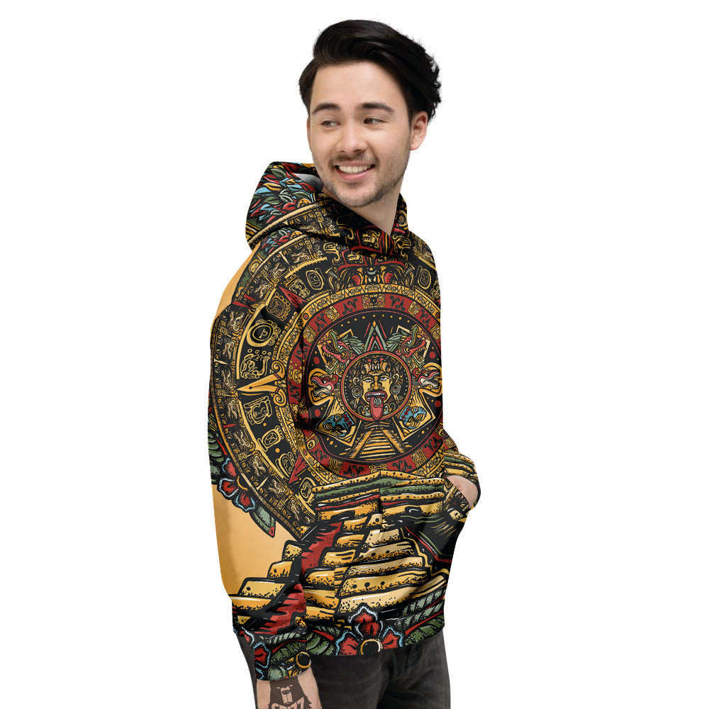 Statue Ancient Mayan Print Men's Hoodie-grizzshop