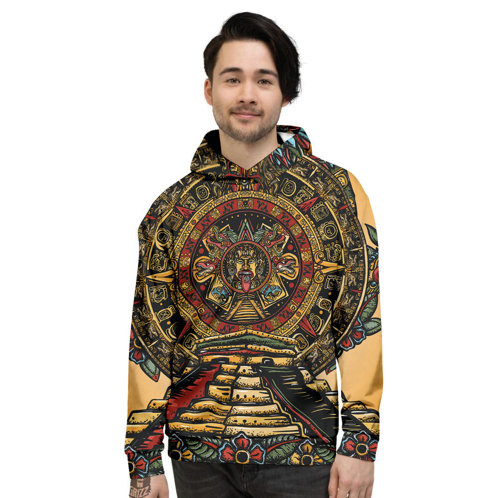 Statue Ancient Mayan Print Men's Hoodie-grizzshop