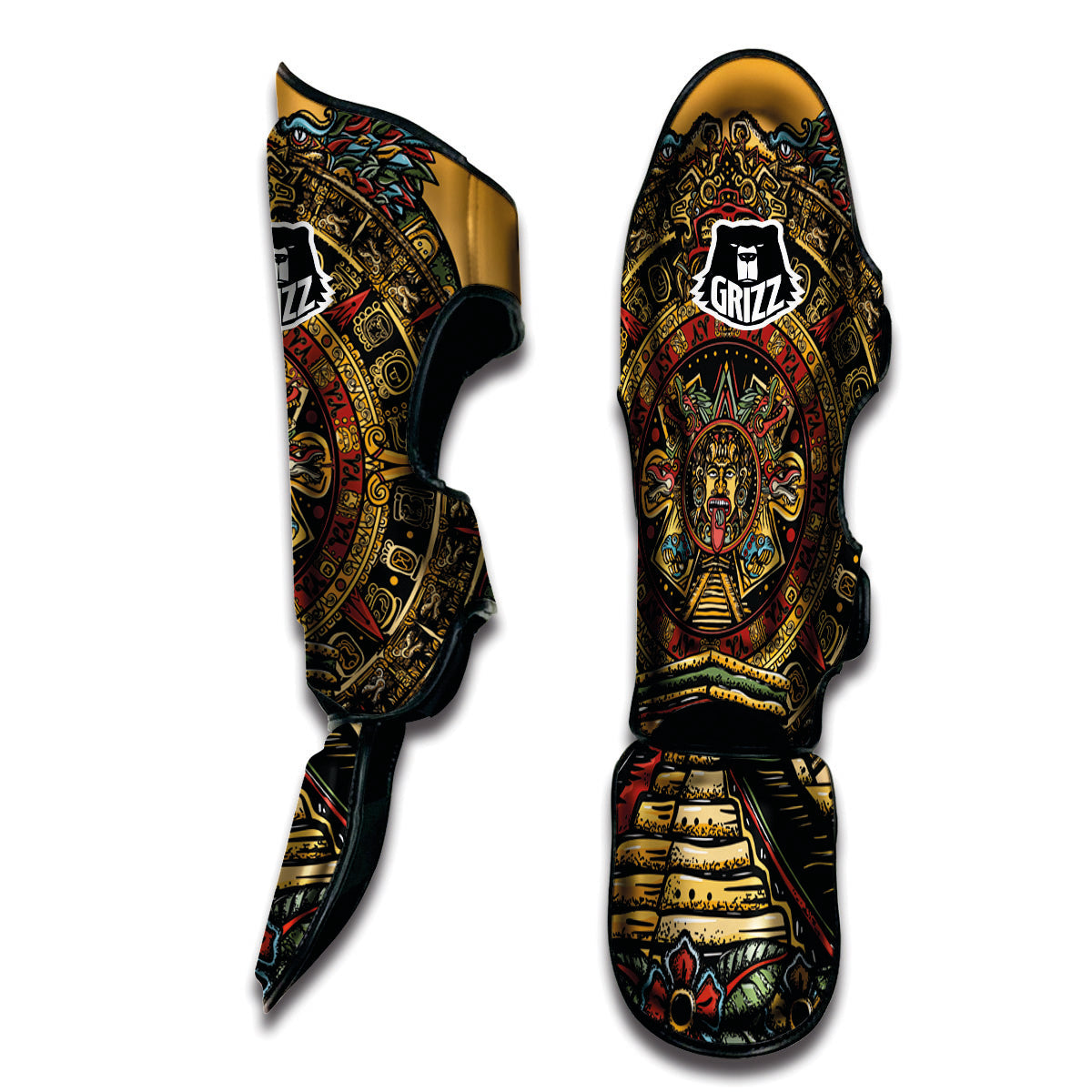 Statue Ancient Mayan Print Muay Thai Shin Guards-grizzshop