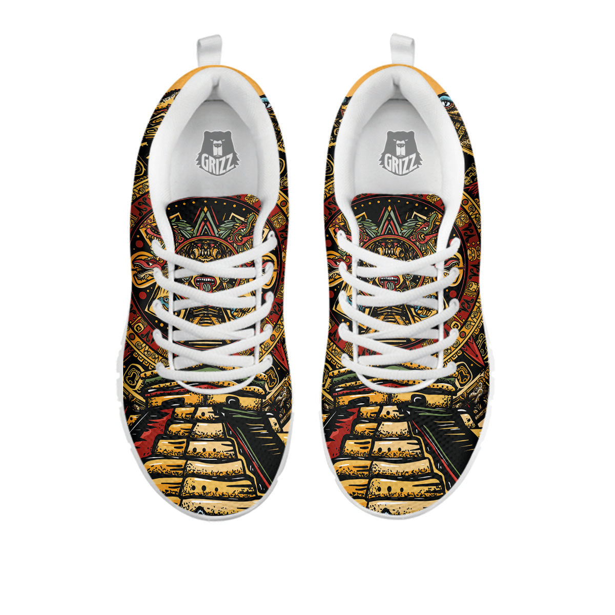 Statue Ancient Mayan Print White Sneaker-grizzshop