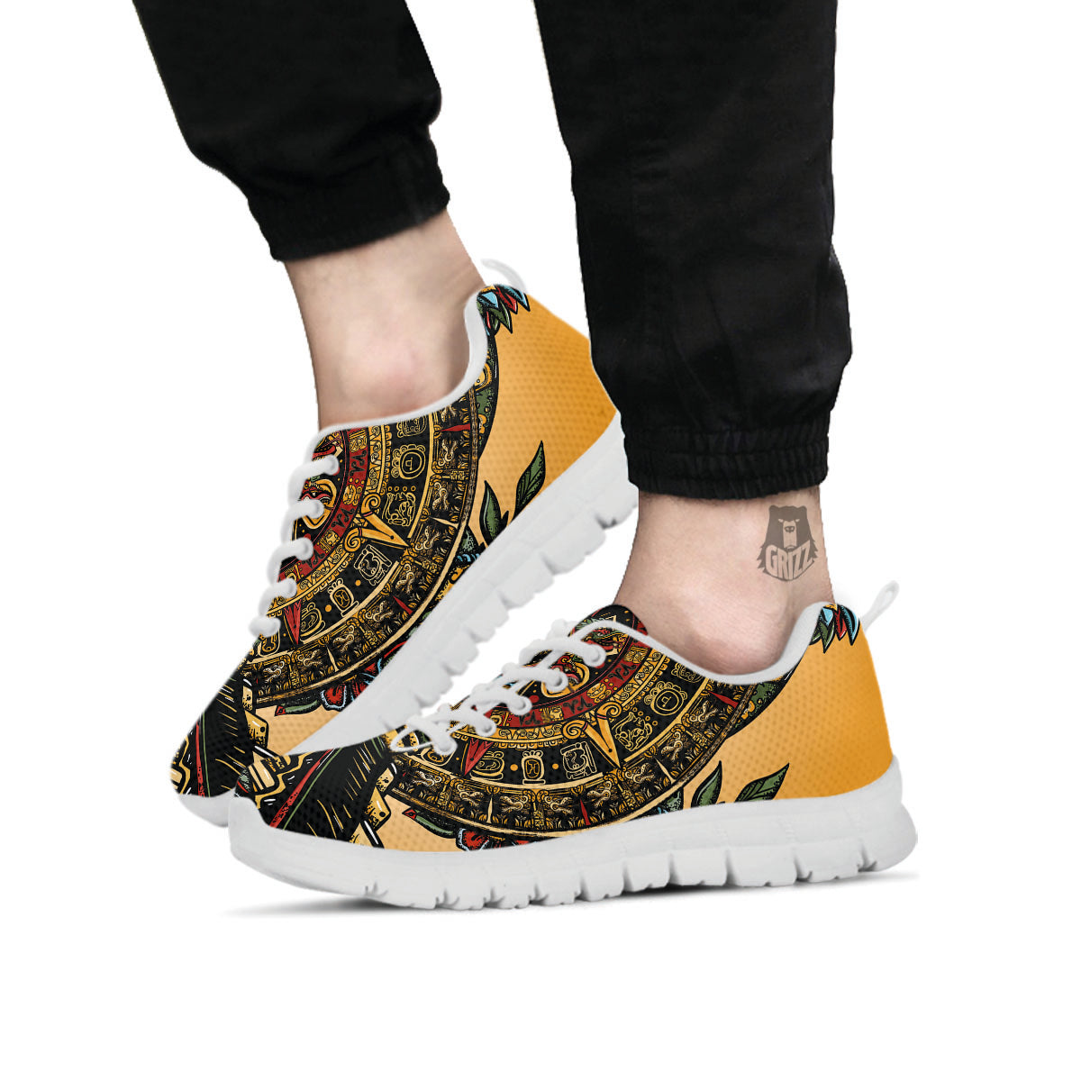 Statue Ancient Mayan Print White Sneaker-grizzshop