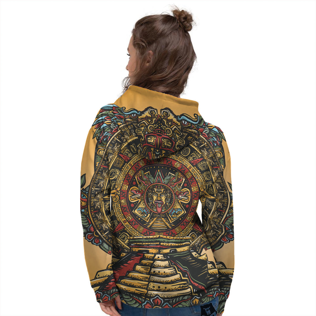Statue Ancient Mayan Print Women's Hoodie-grizzshop