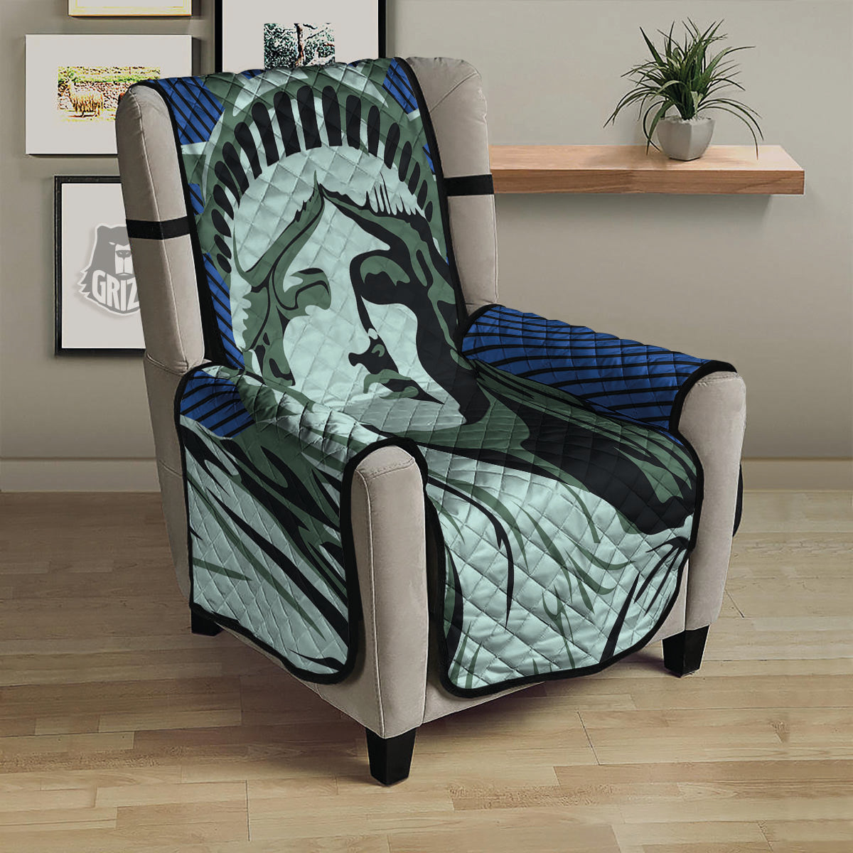 Statue Of Liberty American Print Armchair Protector-grizzshop