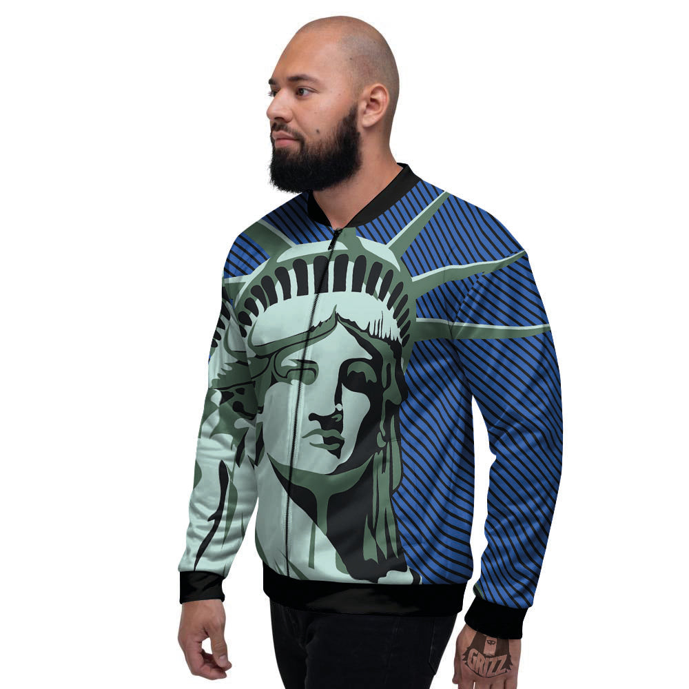 Statue Of Liberty American Print Men's Bomber Jacket-grizzshop