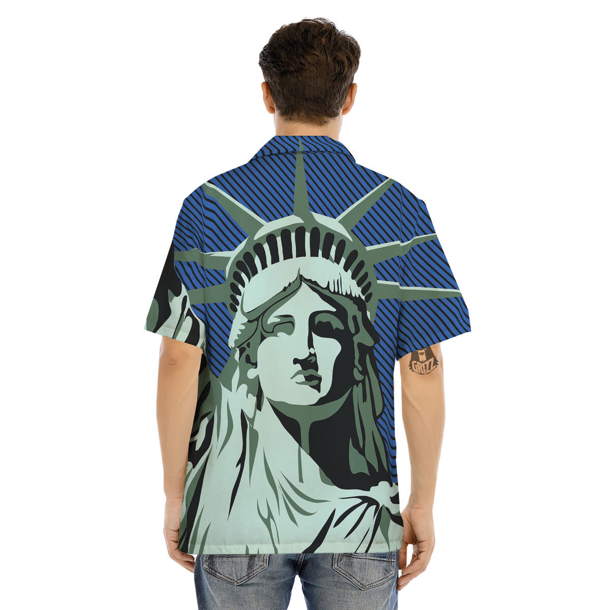 Statue Of Liberty American Print Men's Hawaiian Shirt-grizzshop