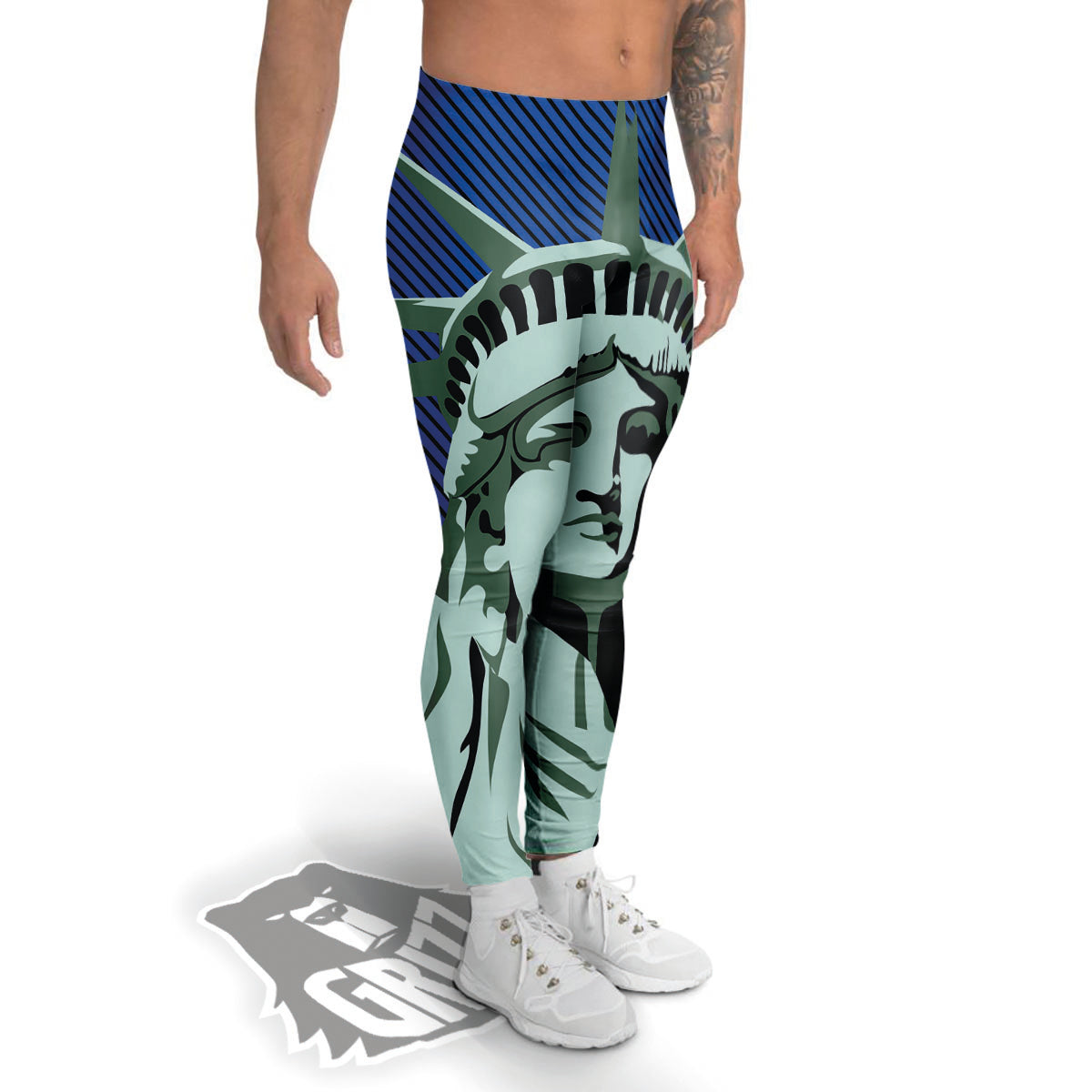 Statue Of Liberty American Print Men's Leggings-grizzshop