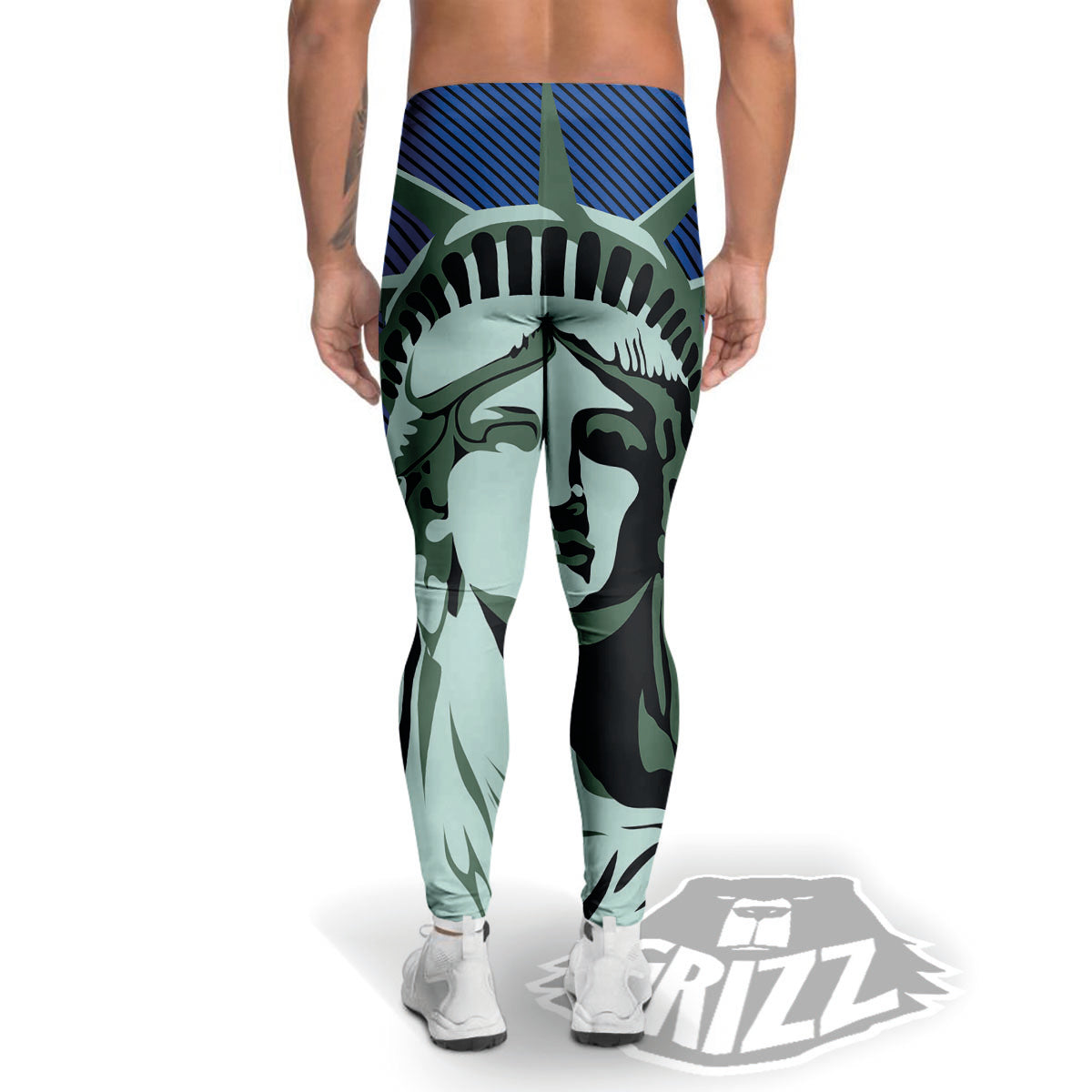 Statue Of Liberty American Print Men's Leggings-grizzshop