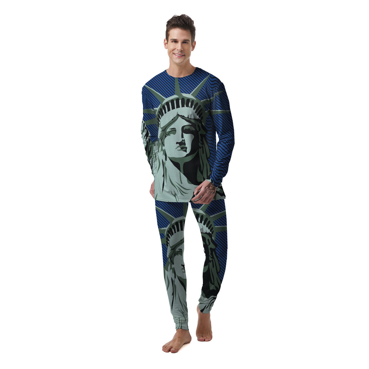 Statue Of Liberty American Print Men's Pajamas-grizzshop