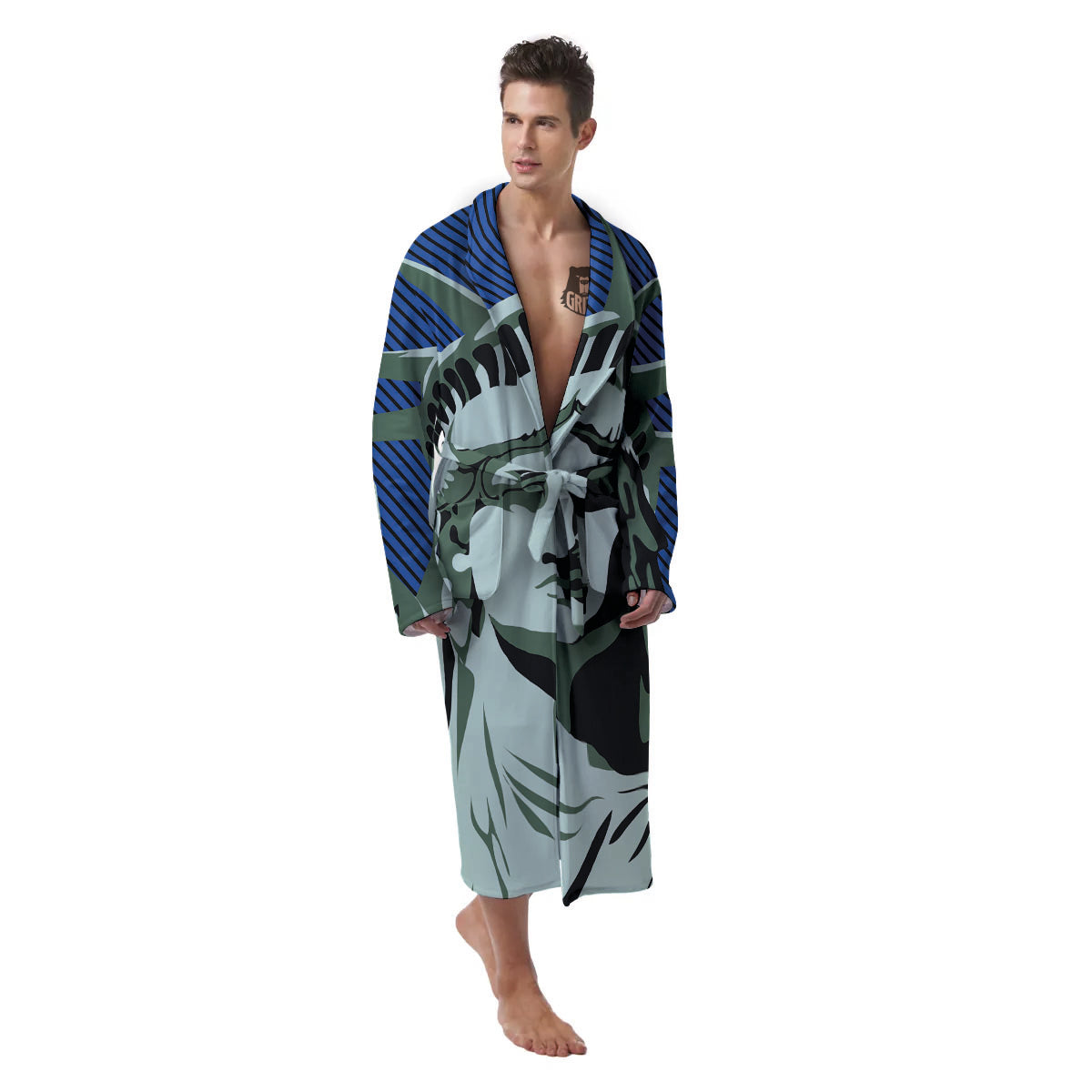 Statue Of Liberty American Print Men's Robe-grizzshop