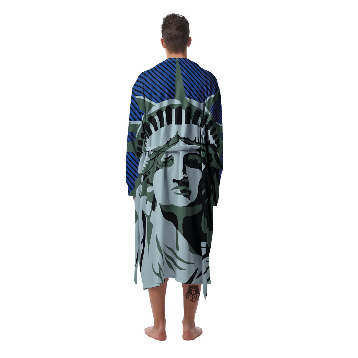 Statue Of Liberty American Print Men's Robe-grizzshop