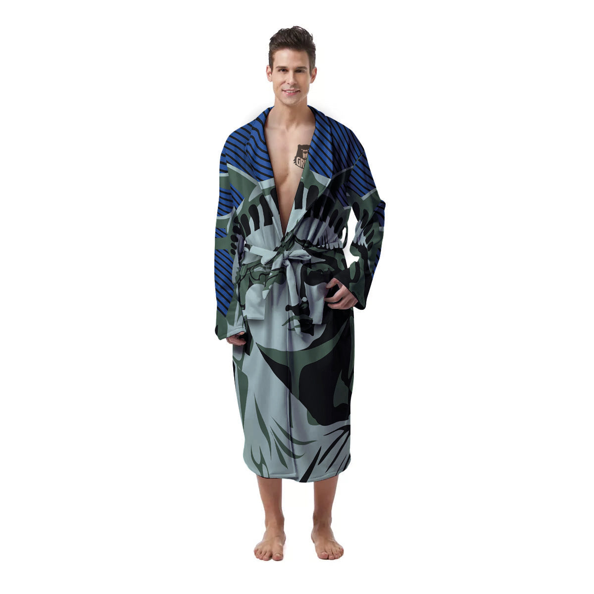 Statue Of Liberty American Print Men's Robe-grizzshop