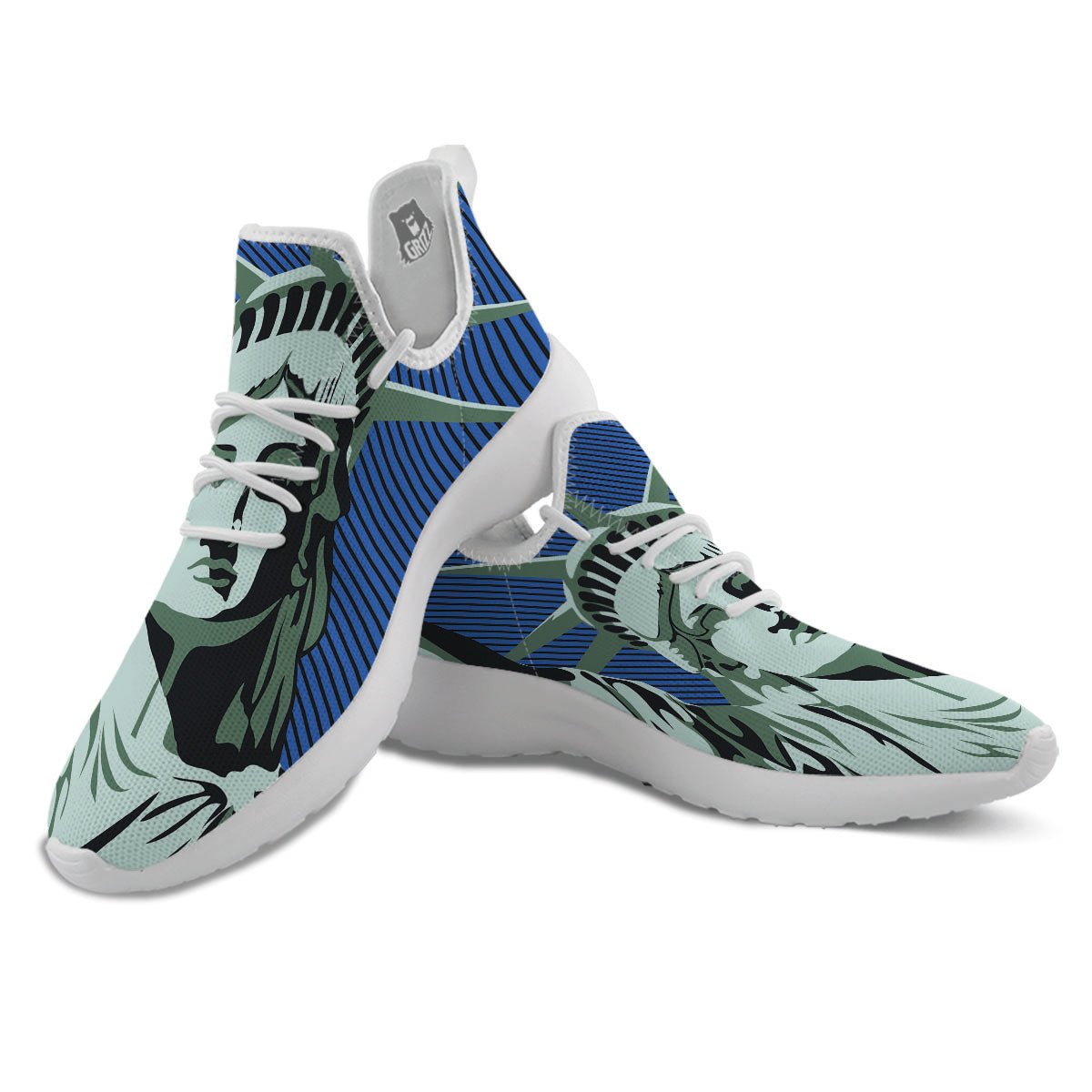 Statue Of Liberty American Print White Athletic Shoes-grizzshop