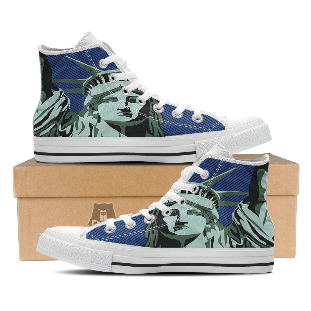 Statue Of Liberty American Print White High Top Shoes-grizzshop