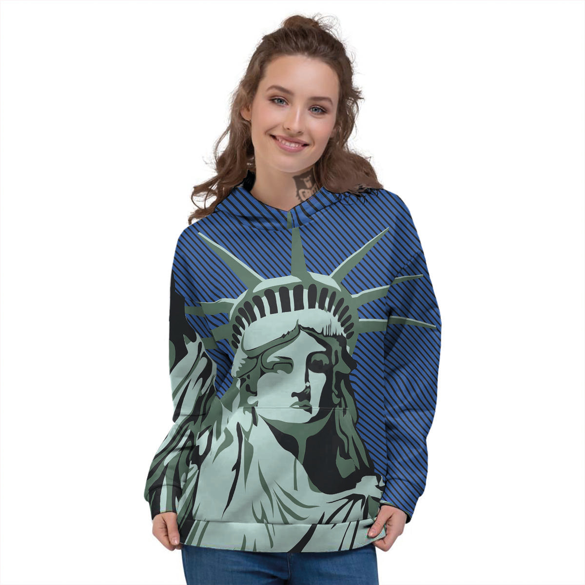 Statue Of Liberty American Print Women's Hoodie-grizzshop