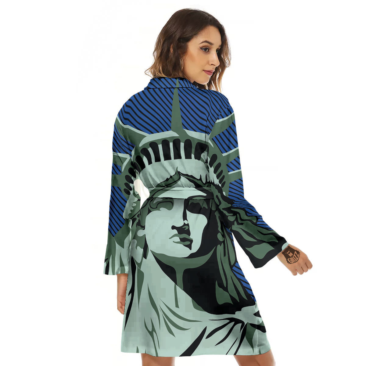 Statue Of Liberty American Print Women's Robe-grizzshop