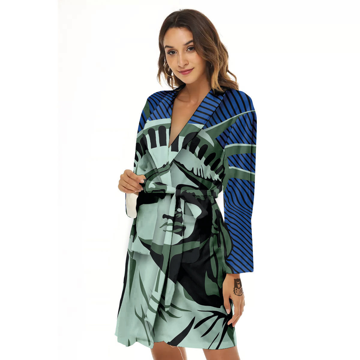 Statue Of Liberty American Print Women's Robe-grizzshop