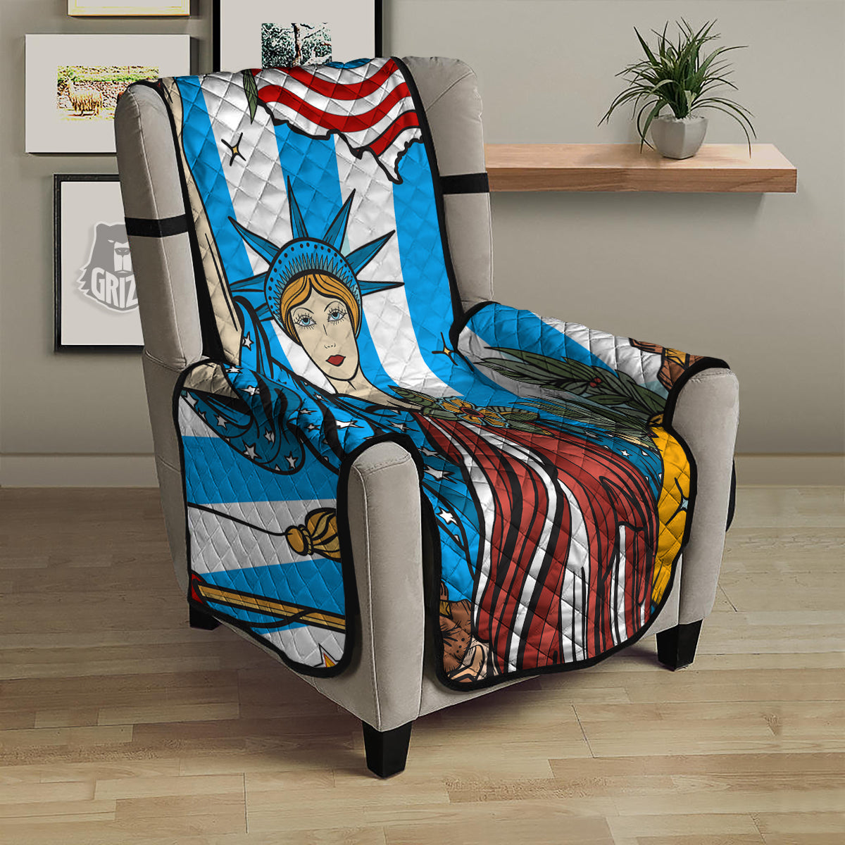 Statue Of Liberty USA Print Armchair Protector-grizzshop