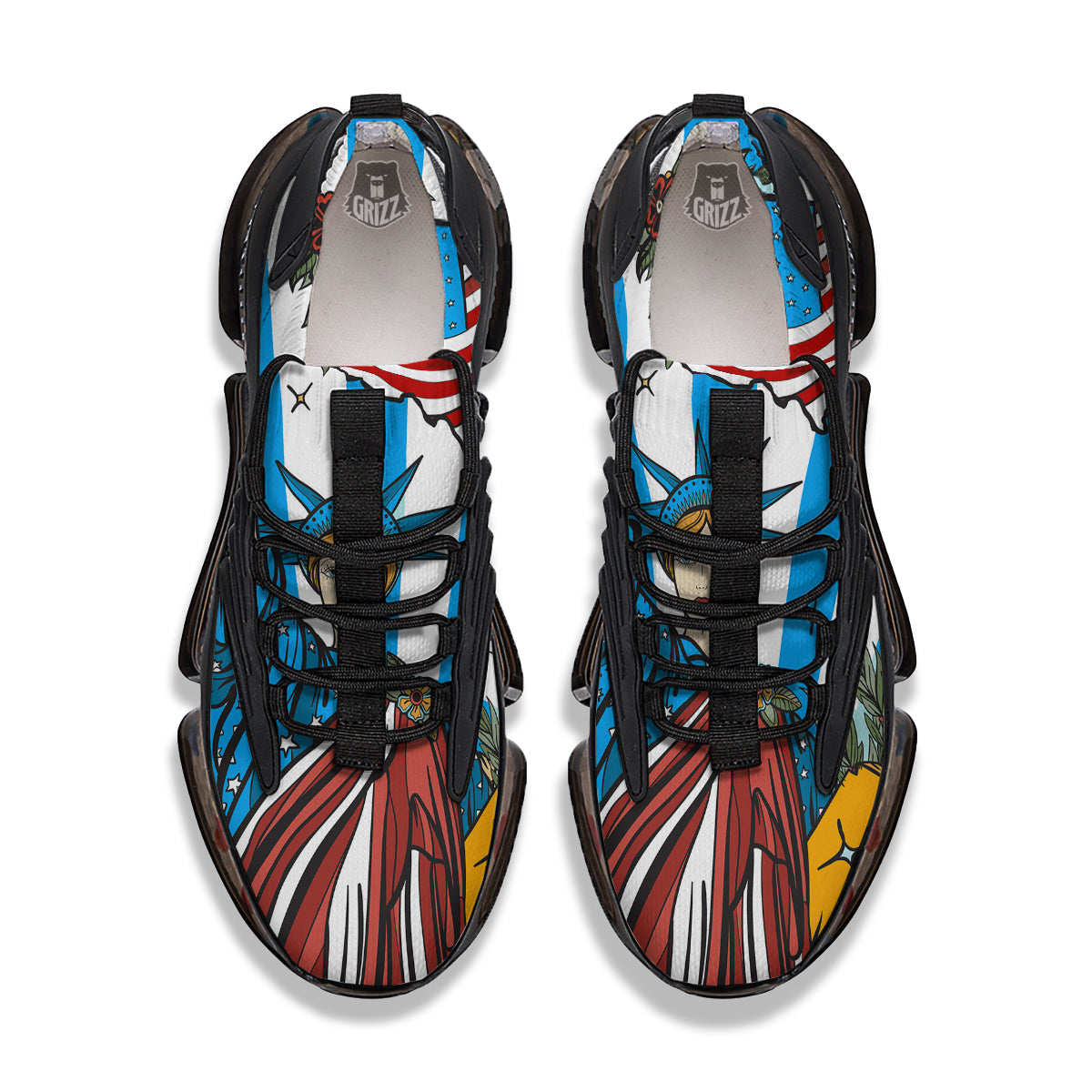 Statue Of Liberty USA Print Black Gym Shoes-grizzshop