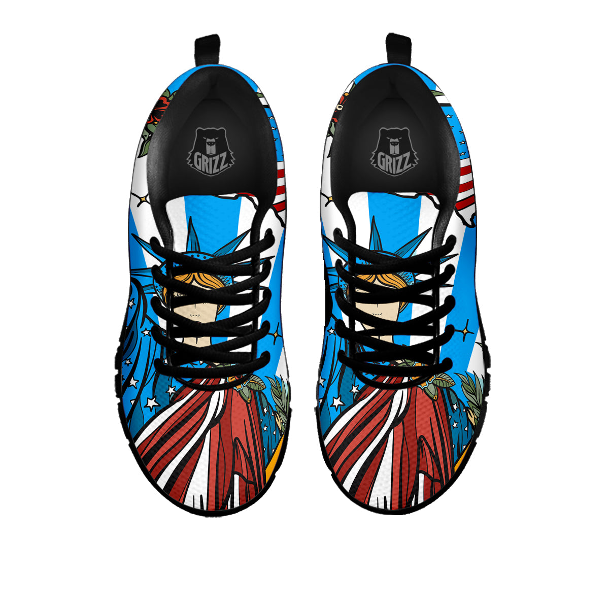 Statue Of Liberty USA Print Black Sneaker-grizzshop