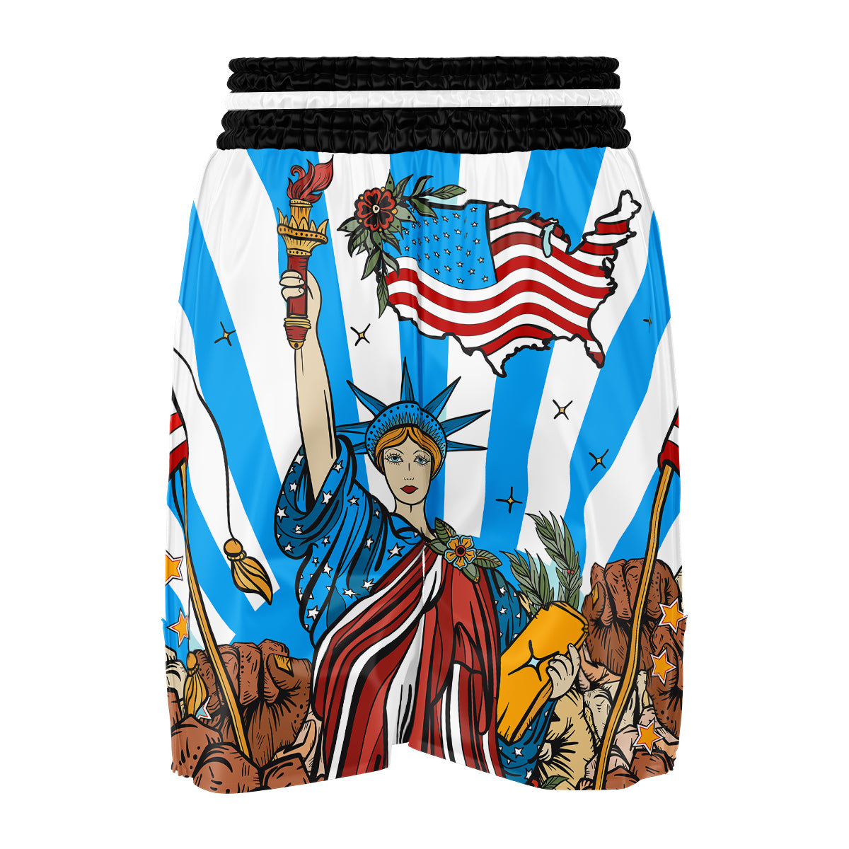 Statue Of Liberty USA Print Boxing Shorts-grizzshop