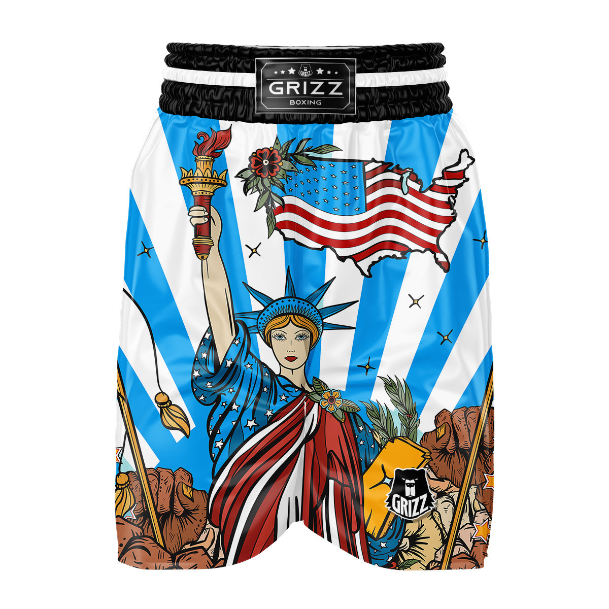 Statue Of Liberty USA Print Boxing Shorts-grizzshop