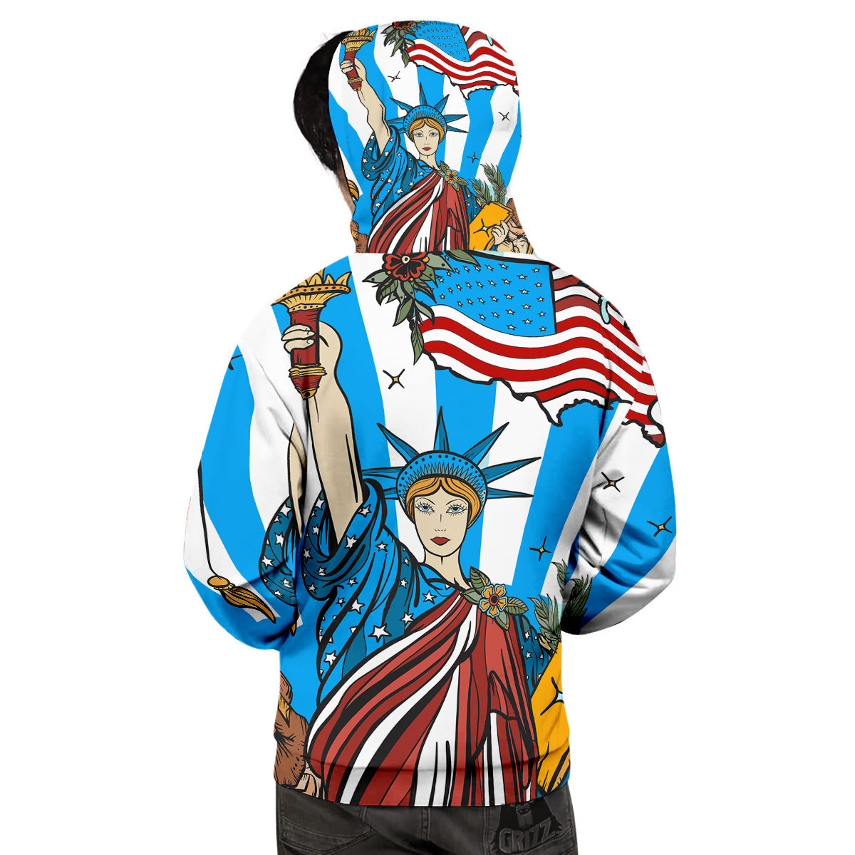 Statue Of Liberty USA Print Men's Hoodie-grizzshop