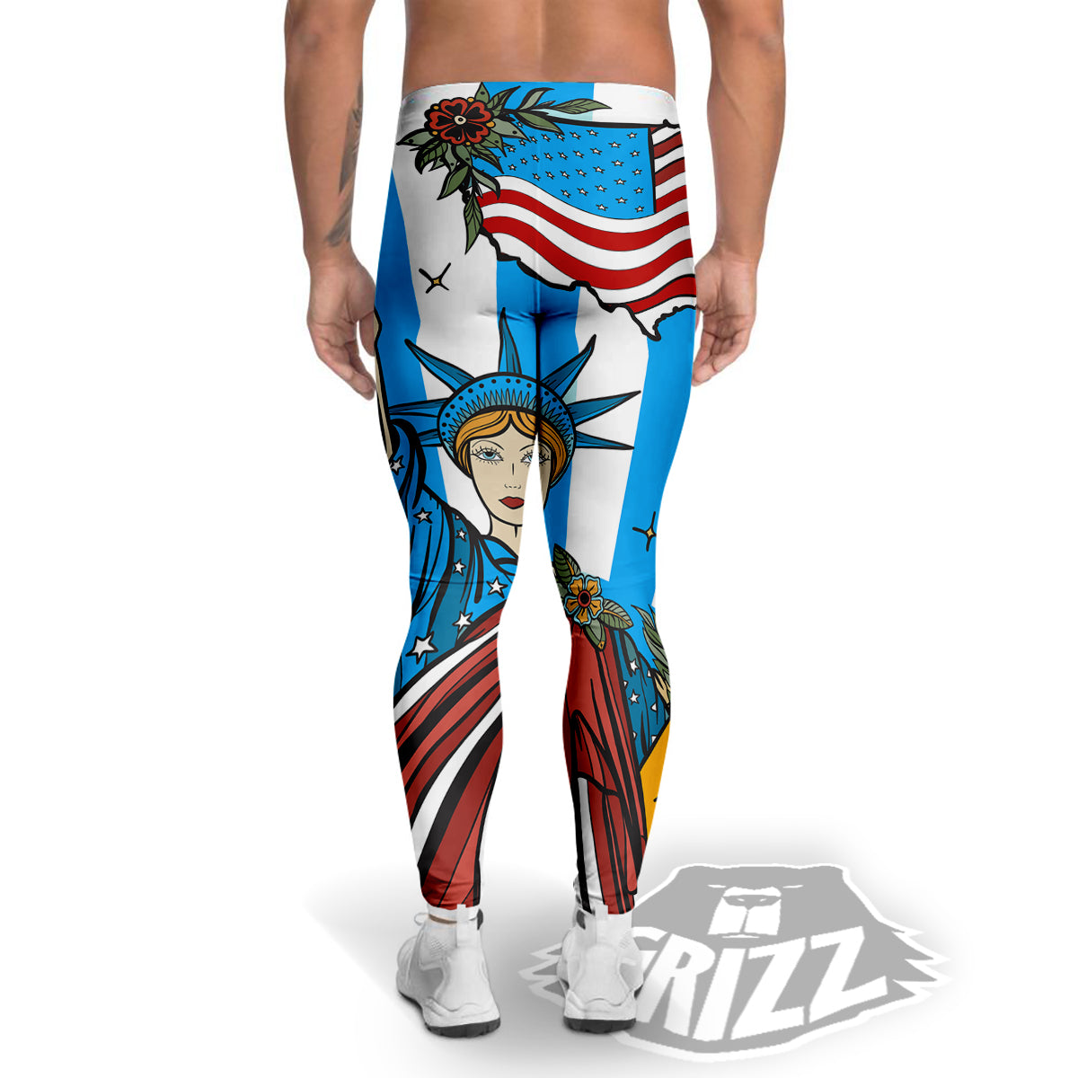 Statue Of Liberty USA Print Men's Leggings-grizzshop