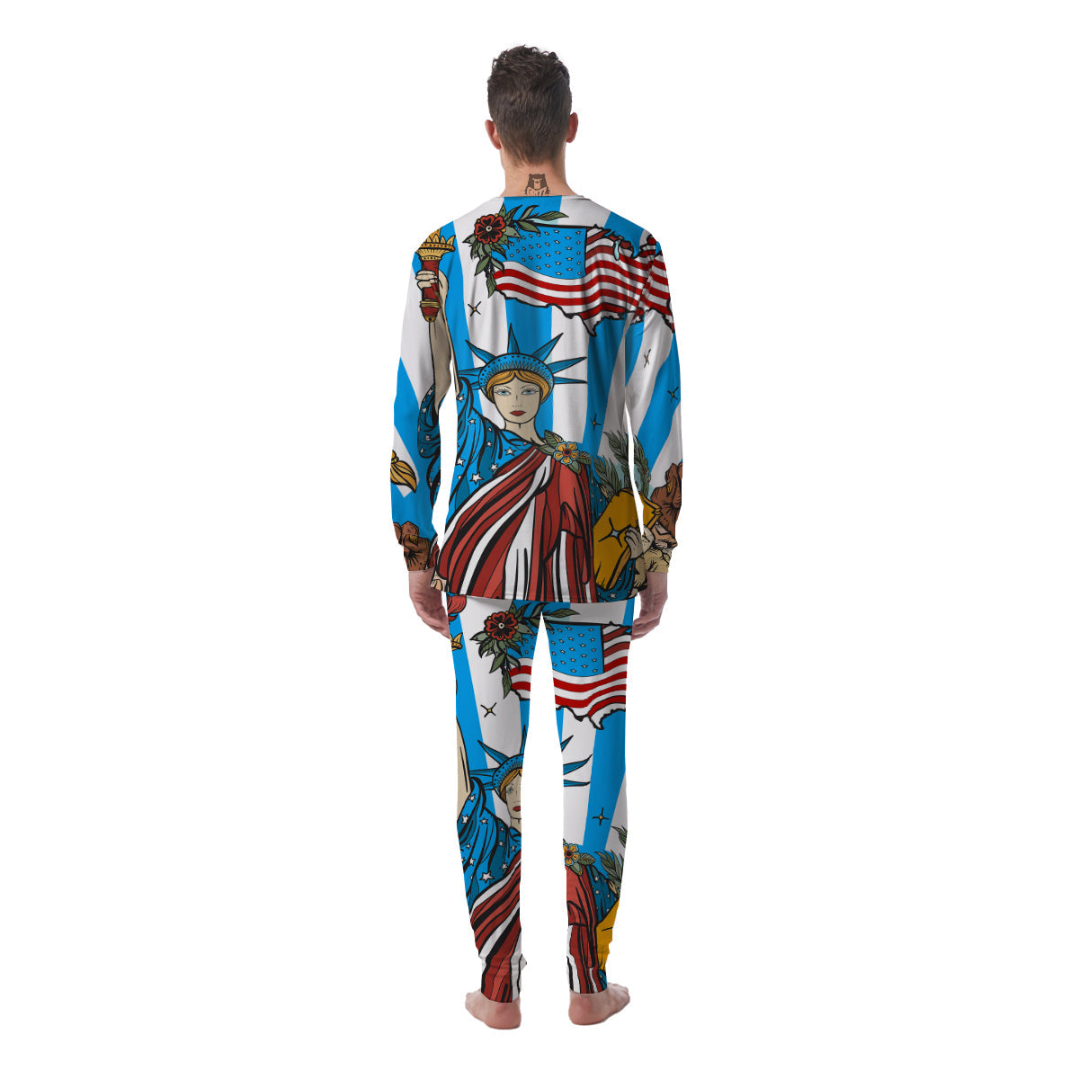 Statue Of Liberty USA Print Men's Pajamas-grizzshop