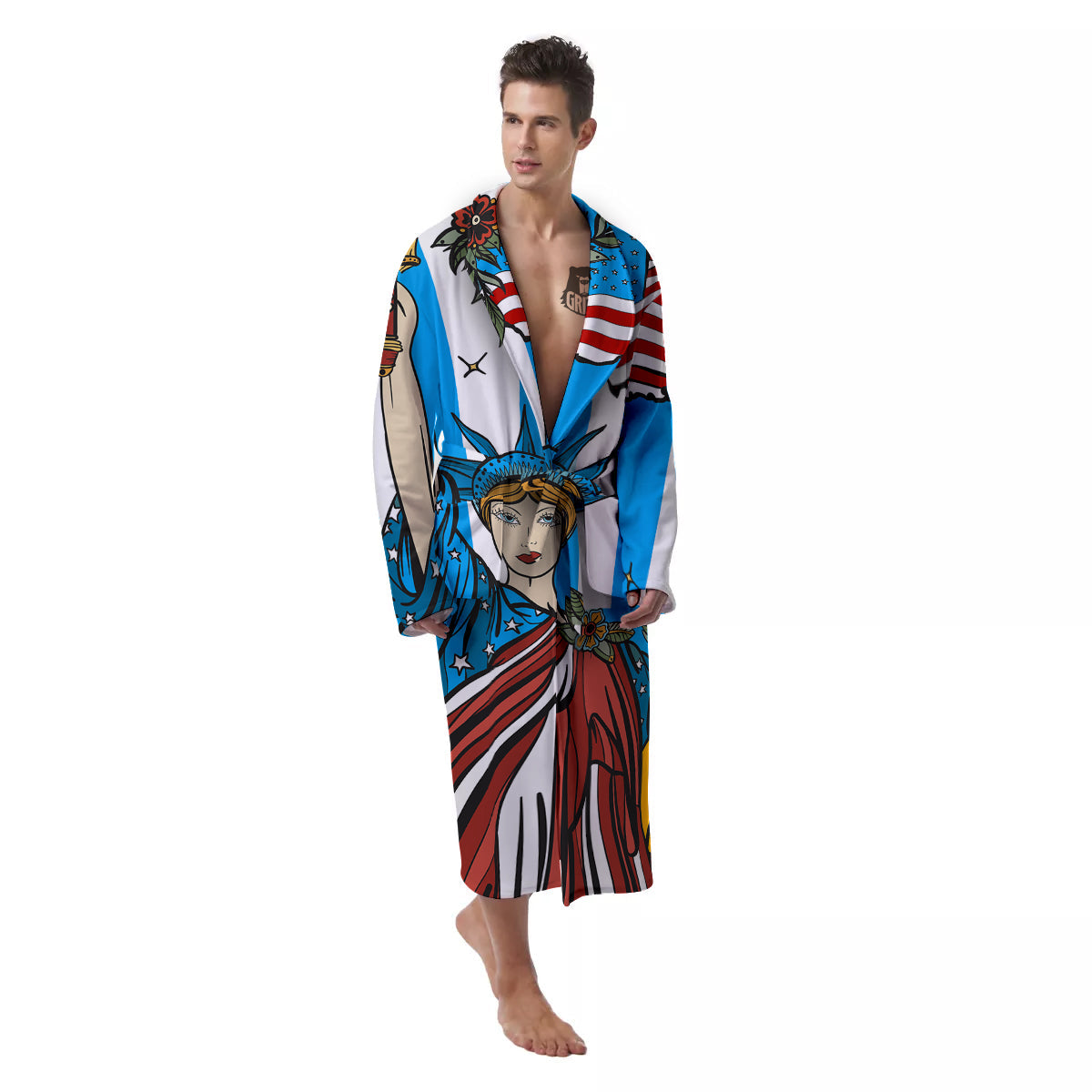 Statue Of Liberty USA Print Men's Robe-grizzshop