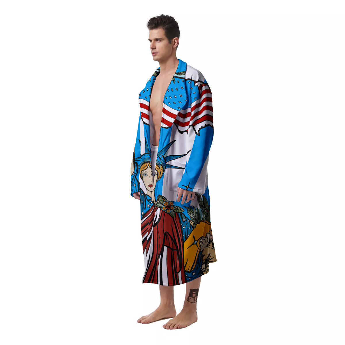 Statue Of Liberty USA Print Men's Robe-grizzshop