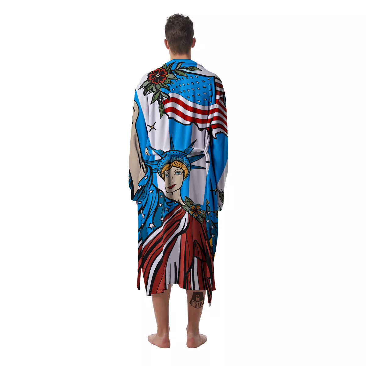 Statue Of Liberty USA Print Men's Robe-grizzshop