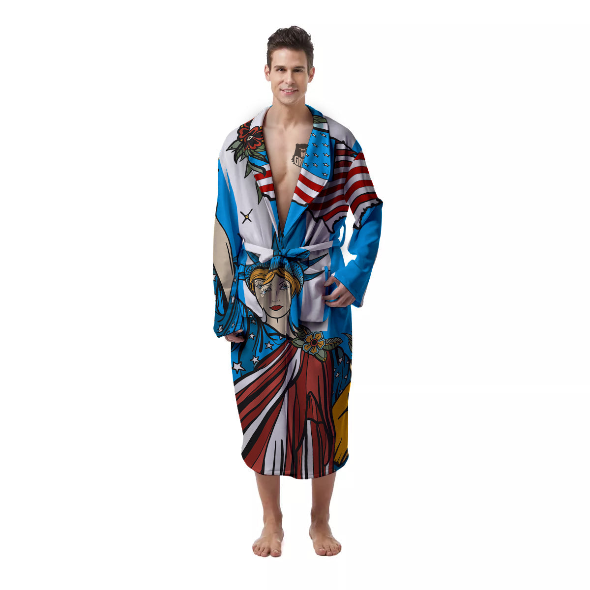 Statue Of Liberty USA Print Men's Robe-grizzshop