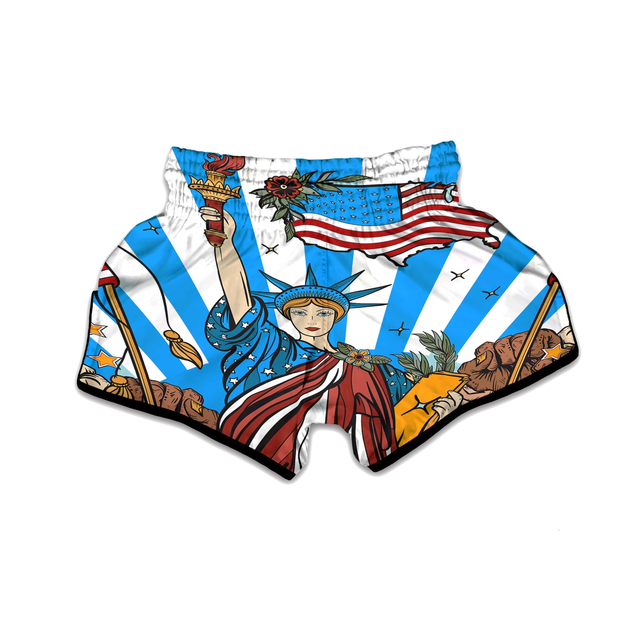 Statue Of Liberty USA Print Muay Thai Boxing Shorts-grizzshop