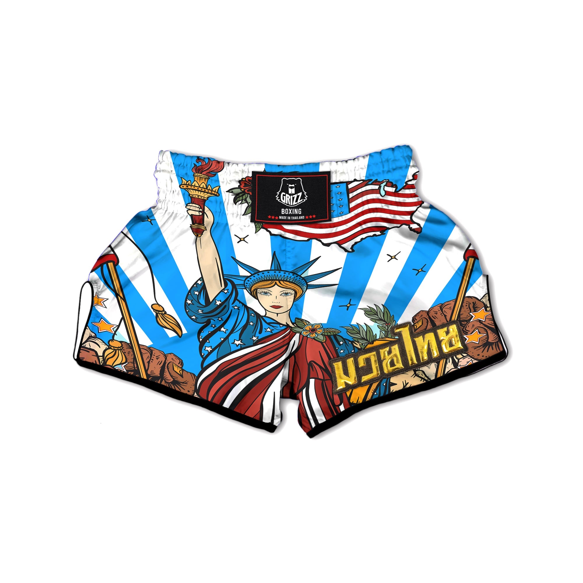 Statue Of Liberty USA Print Muay Thai Boxing Shorts-grizzshop