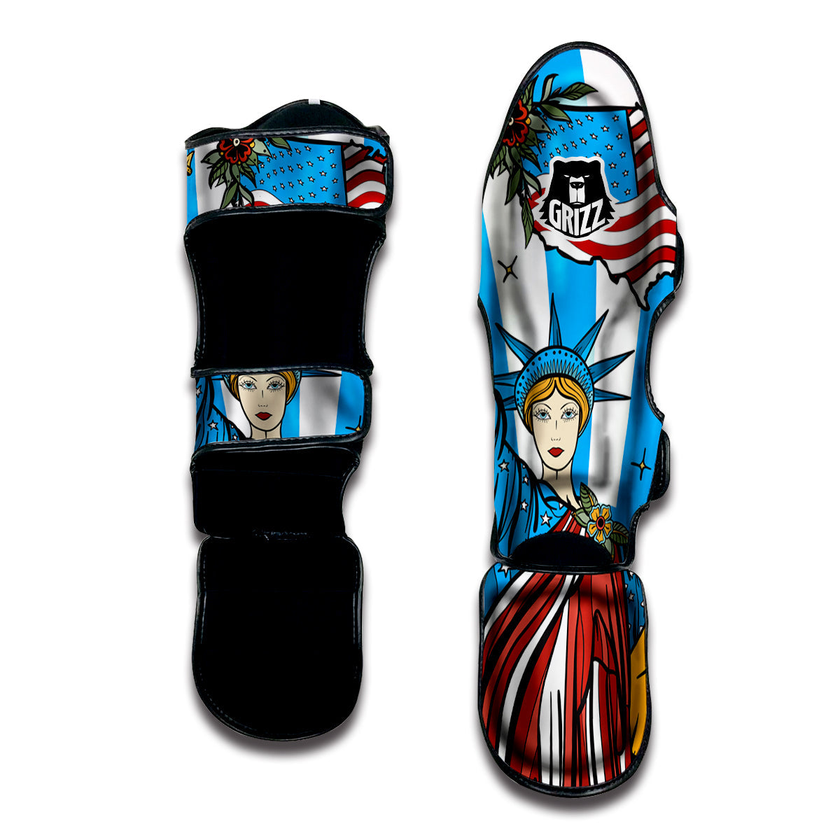 Statue Of Liberty USA Print Muay Thai Shin Guards-grizzshop