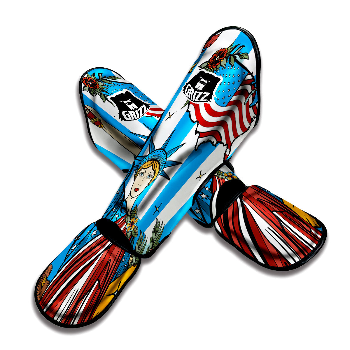Statue Of Liberty USA Print Muay Thai Shin Guards-grizzshop