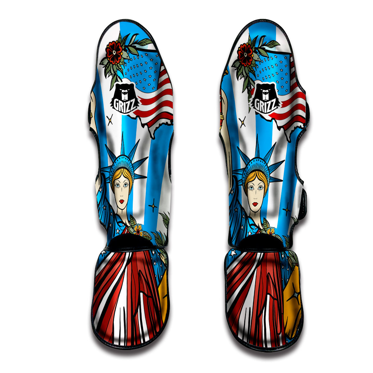 Statue Of Liberty USA Print Muay Thai Shin Guards-grizzshop